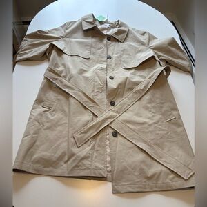 Time and Tru Khaki Button-Front Trench Coat with Belt